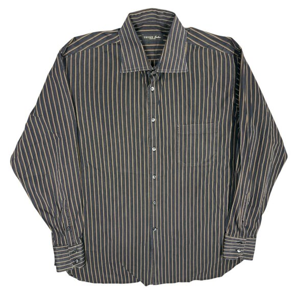 Corneliani Trend Dress Shirt Made in Italy Striped Cotton 43 17 XL - Picture 1 of 9